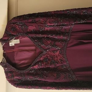Deep burgundy beaded formal dress